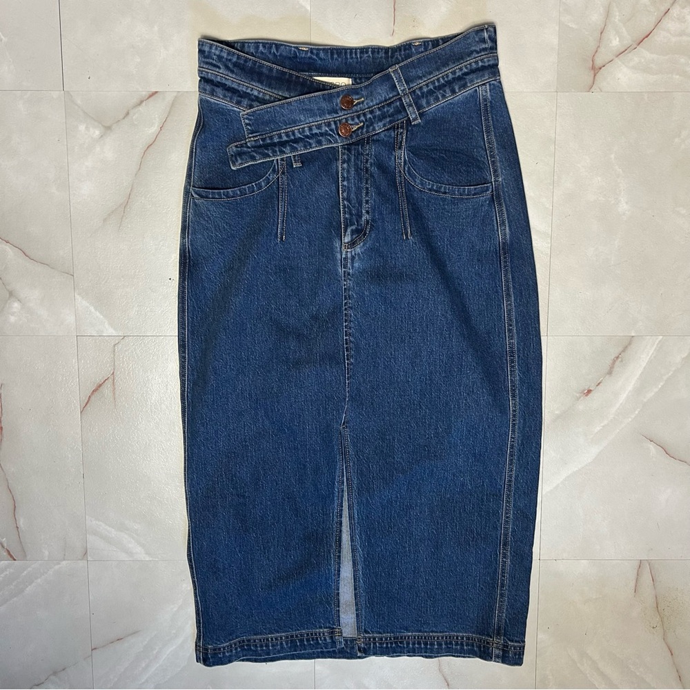 Pilcro Blue Denim Midi Skirt